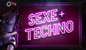 Robotic female figure dances around a pole in opening from French Canadian sex tech documentary TV series Sexe+Techno.